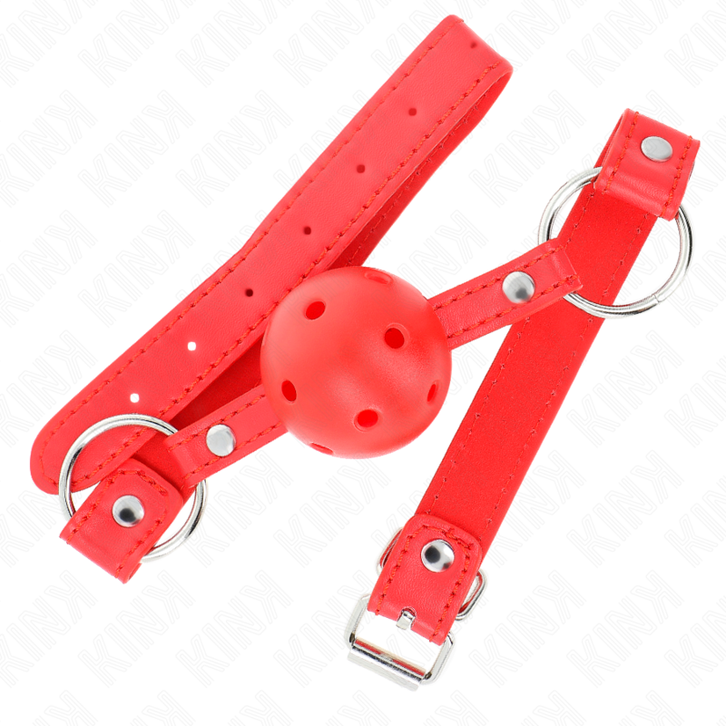 KINK – BAVAGLIO SFERA TRASPIRANTE 4 CM CON DOPPIO RIVETTO MODELLO 1 ROSSO 62,5 x 2,5 CM REGOLABILE 42-58 CM