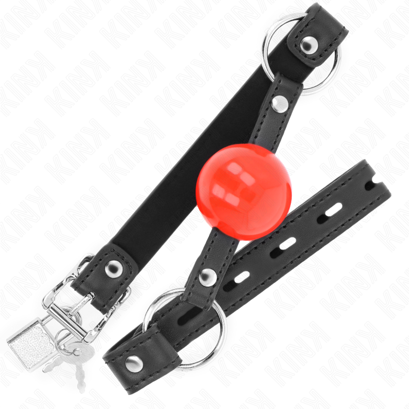 KINK – BALL 4 CM GAG CON SERRATURA SFERA ROSSA CINTURINO NERO 60 x 2 CM