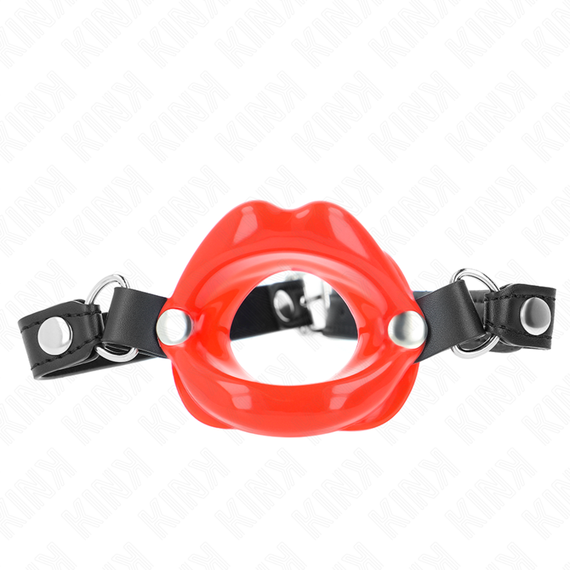 KINK – BAVAGLIO LIP 8 CM CON CINTURINO IN SIMILPELLE ROSSO 63 x 2 CM REGOLABILE 39-58 CM