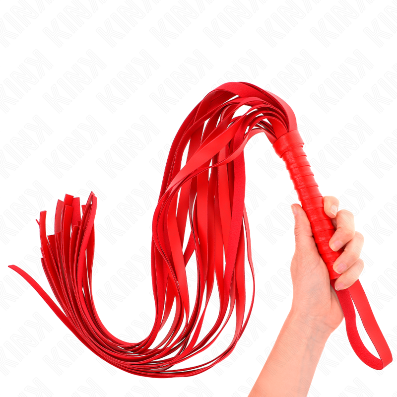 Frusta flogger rossa lunga 70 cm con manico corto KINK