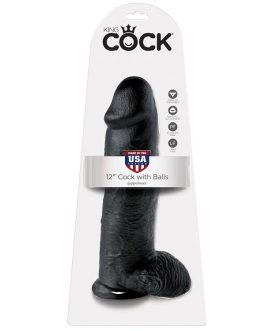 KING COCK – 12 DILDO NERO CON SFERE 30.48 CM