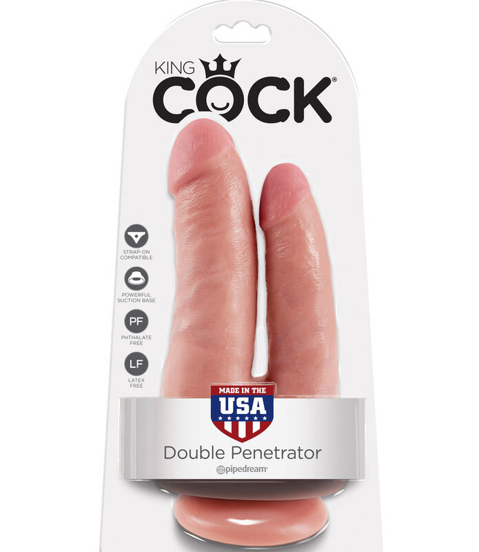 Doppio dildo a U con ventosa per doppia penetrazione KING COCK PIPEDREAM
