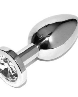 Plug anale in alluminio anallergico 5,7 cm Ø 2,3 cm con brillante bianco METAL HARD