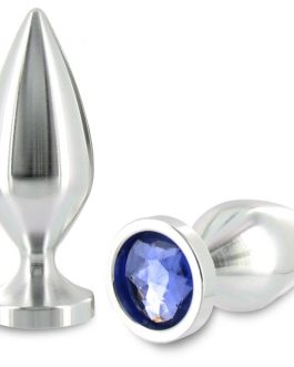 Plug anale in alluminio anallergico 10,1 cm Ø 3 cm con brillante blu METAL HARD