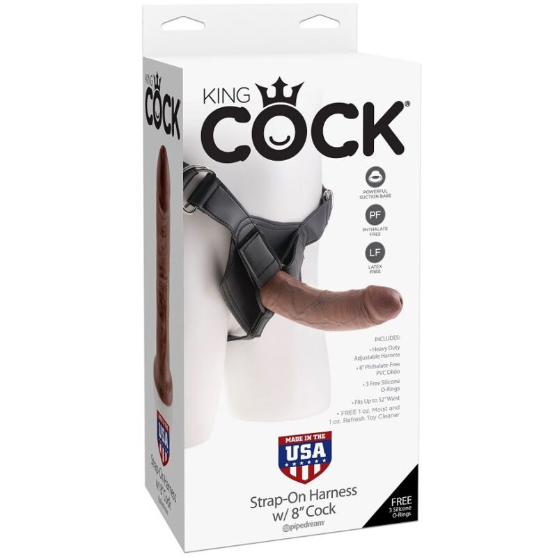 KING COCK HARNESS CON PENE REALISTICO MARRON 20.3 CM - immagine 3