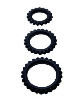 BAILE – TITAN SET 3 PZ ANELLI PER IL PENE NERO 2.8 + 2.4 + 1.9 CM