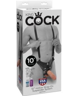 Strapon con bretelle e maxi dildo cavo da 25,4 cm KING COCK PIPEDREAM
