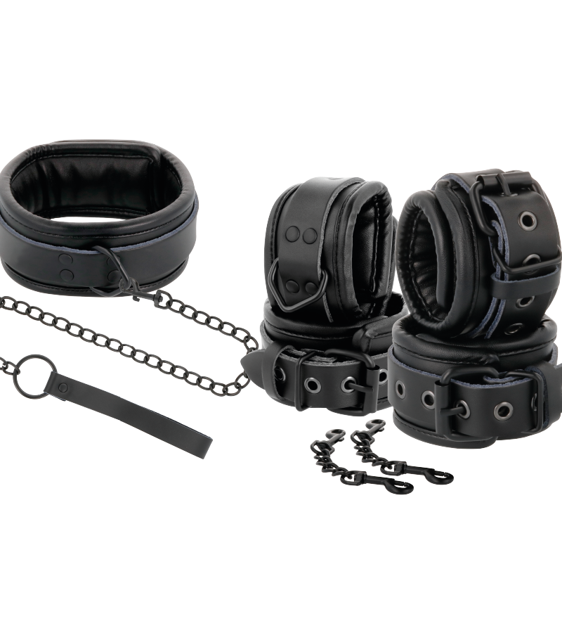 DARKNESS LEATHER AND HANDCUFFS BLACK