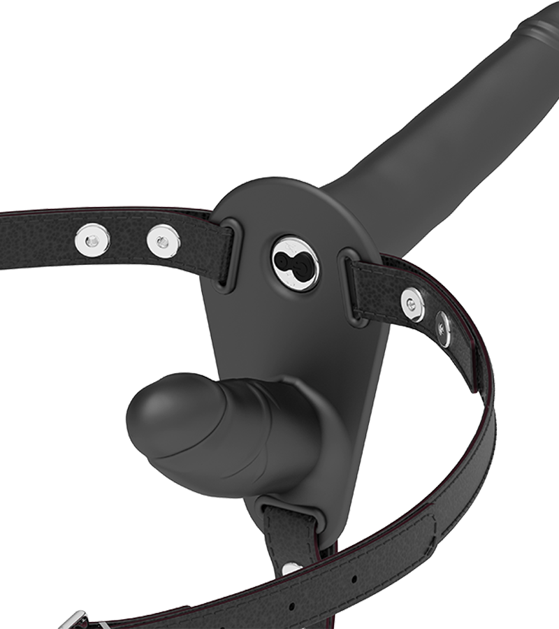 FETISH SUBMISSIVE HARNESS – VIBRATORE NERO A DOPPIA PENETRAZIONE