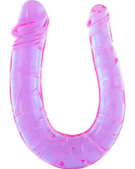 Dildo flessibile in gelatina rosa per la doppia penetrazione SEVEN CREATIONS