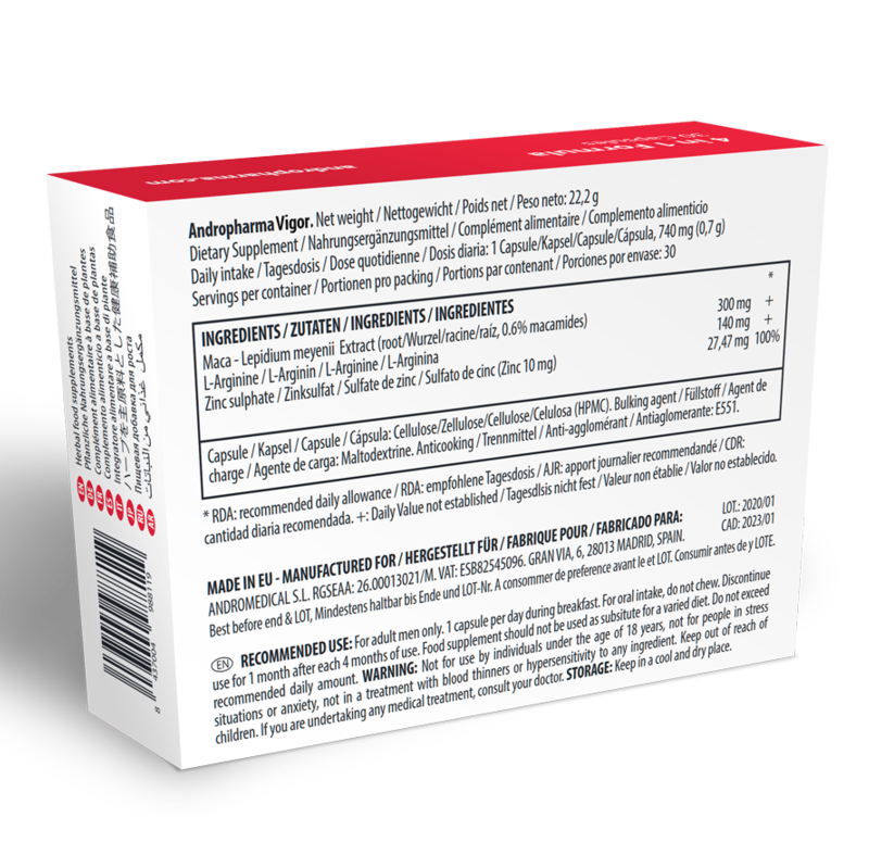 Pillole stimolanti maschili ANDROPHARMA VIGOR (30 compresse)