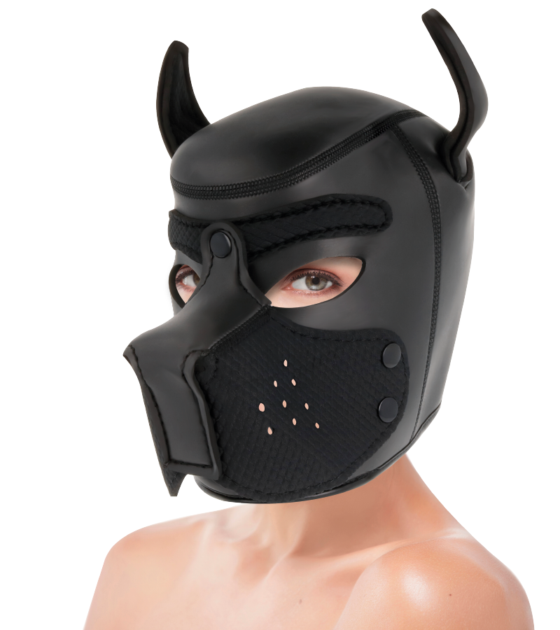DARKNESS NEOPRENE DOG HOOD WITH REMOVABLE MUZZLE L