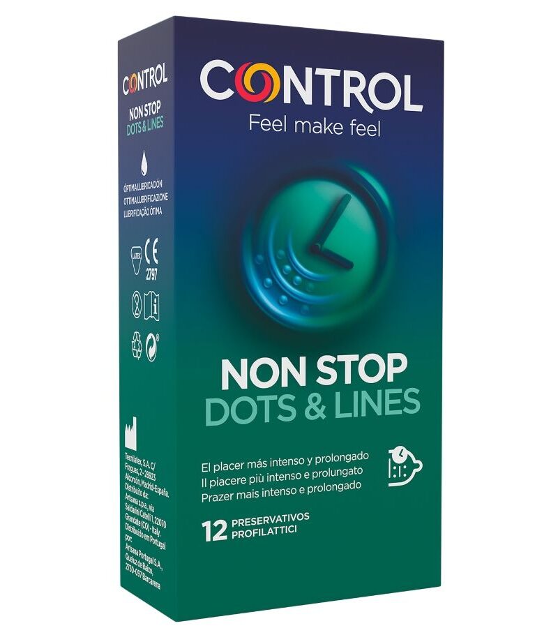 Control Non Stop Dots & Lines 12 preservativi stimolanti e ritardanti