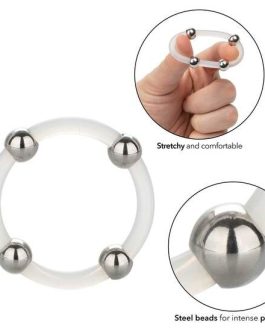 CALEXOTICS – ANELLO IN SILICONE CON PERLINE IN ACCIAIO L