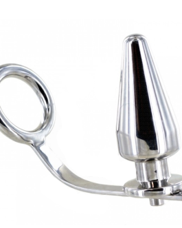 Anello per il pene Ø 45 mm con anal plug lungo 50 mm METAL HARD