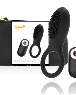 Anello vibrante telecomandato in silicone nero/oro COQUETTE CHIC DESIRE