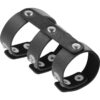 Anello triplo in pelle sintetica per pene e testicoli DARKNESS - immagine 2
