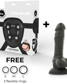COCK MILLER – IMBRACATURA + SILICONE DENSITY COCKSIL ARTICOLABILE NERO 13 CM