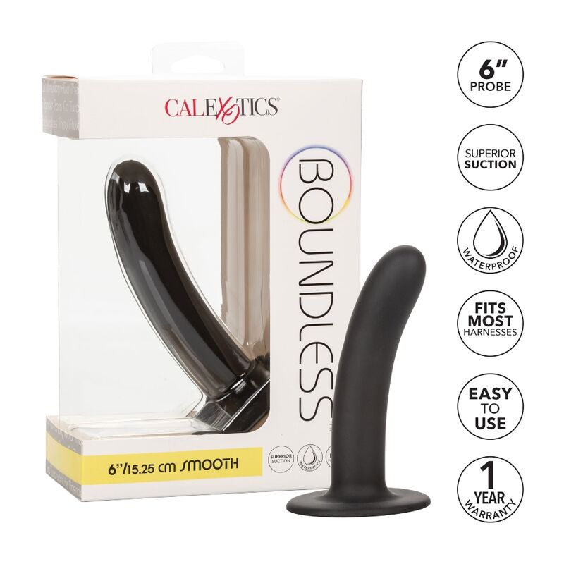 Dildo nero liscio da 15,25 cm compatibile con strapon BOUNDLESS CALEXOTICS