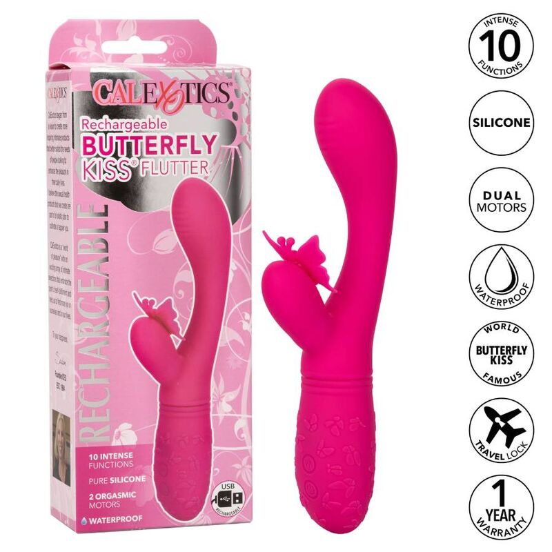 Vibratore rabbit con ‘Farfalla’ per il clitoride ‘BUTTERFLY KISS FLUTTER’ CALEXOTICS