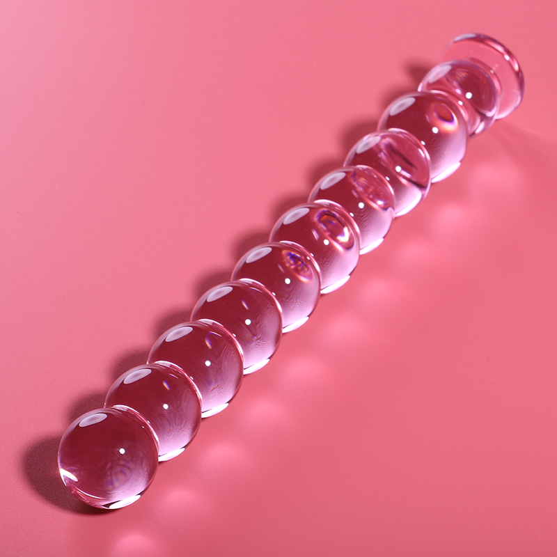 Dildo a palline in vetro rosa borosilicato ‘Modello 22’ Nebula Series by IBIZA