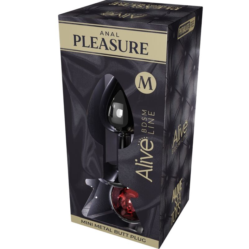 Anal plug in metallo con brillante rosso taglia M ALIVE