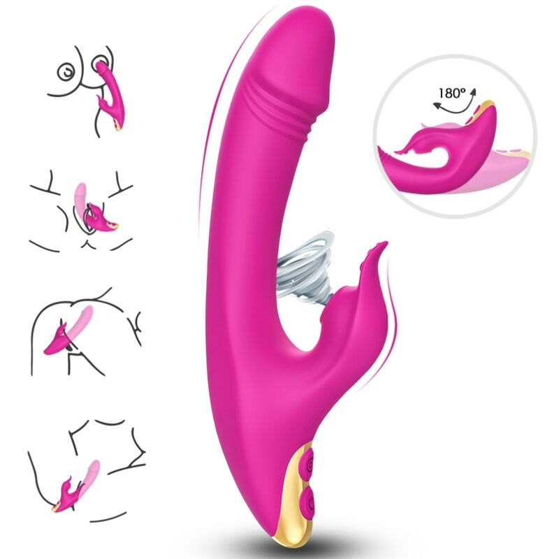 Vibratore rabbit fucsia per punto G con succhia clitoride ARMONY