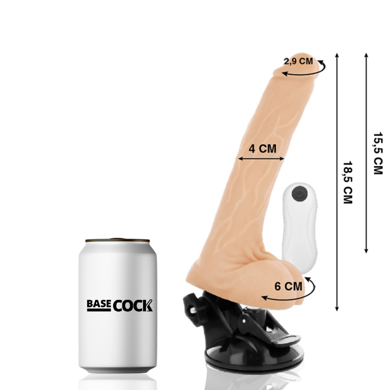 BASECOCK – VIBRATORE ARTICOLABILE TELECOMANDO NATURALE 18.5 CM -O- 4 CM