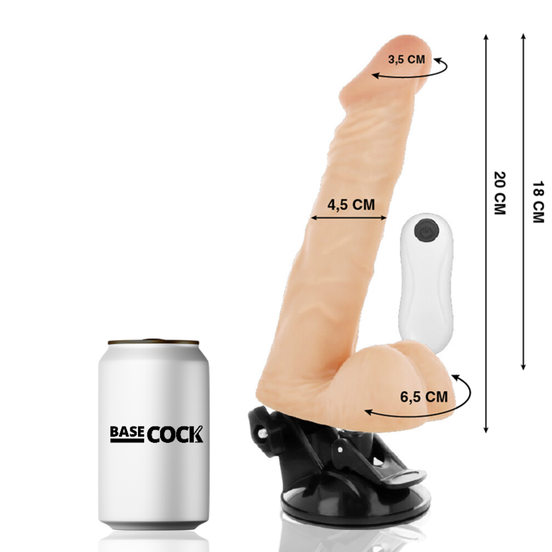 BASECOCK – VIBRATORE ARTICOLABILE TELECOMANDO NATURALE 20 CM -O- 4.5 CM