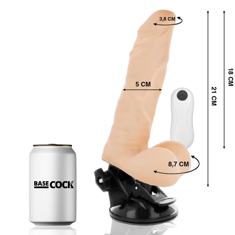 BASECOCK – VIBRATORE ARTICOLABILE TELECOMANDO NATURALE 21 CM -O- 5 CM