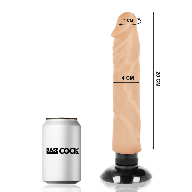 BASECOCK – VIBRATORE REALISTICO 2-1 NATURALE 20 CM -O- 4 CM