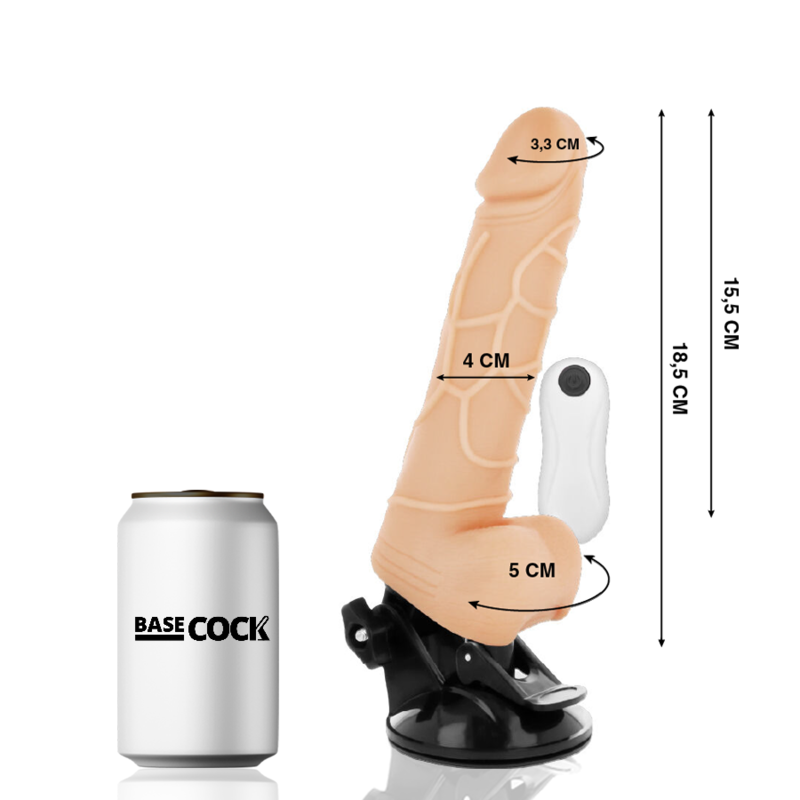 BASECOCK – VIBRATORE TELECOMANDO NATURALE REALISTICO 18.5 CM -O- 4CM