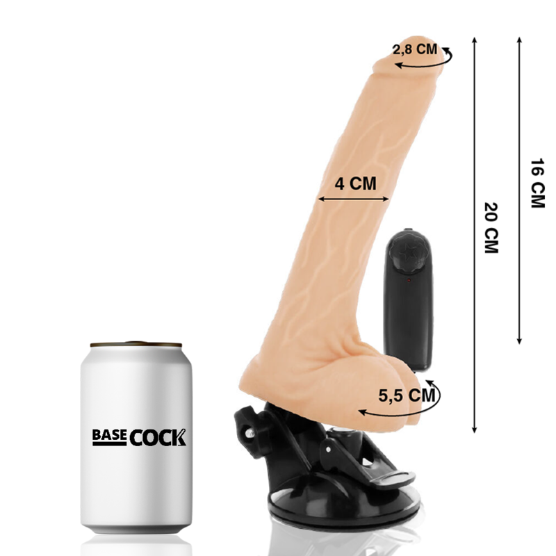 BASECOCK – VIBRATORE TELECOMANDO NATURALE REALISTICO CON TESTICOLI 20 CM -O- 4 CM