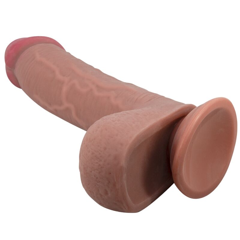 PRETTY LOVE – DILDO REALISTICO SLIDING SKIN SERIES CON VENTOSA SCORREVOLE DELLA PELLE MARRONE 23,4 CM