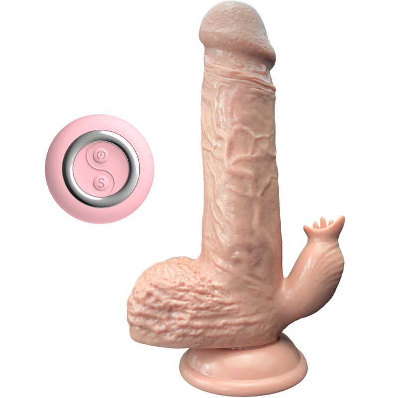 ARMONY – VIBRATORE REALISTICO E DILDO SPINTA CON STIMOLATORE DELLA LINGUA 19 CM