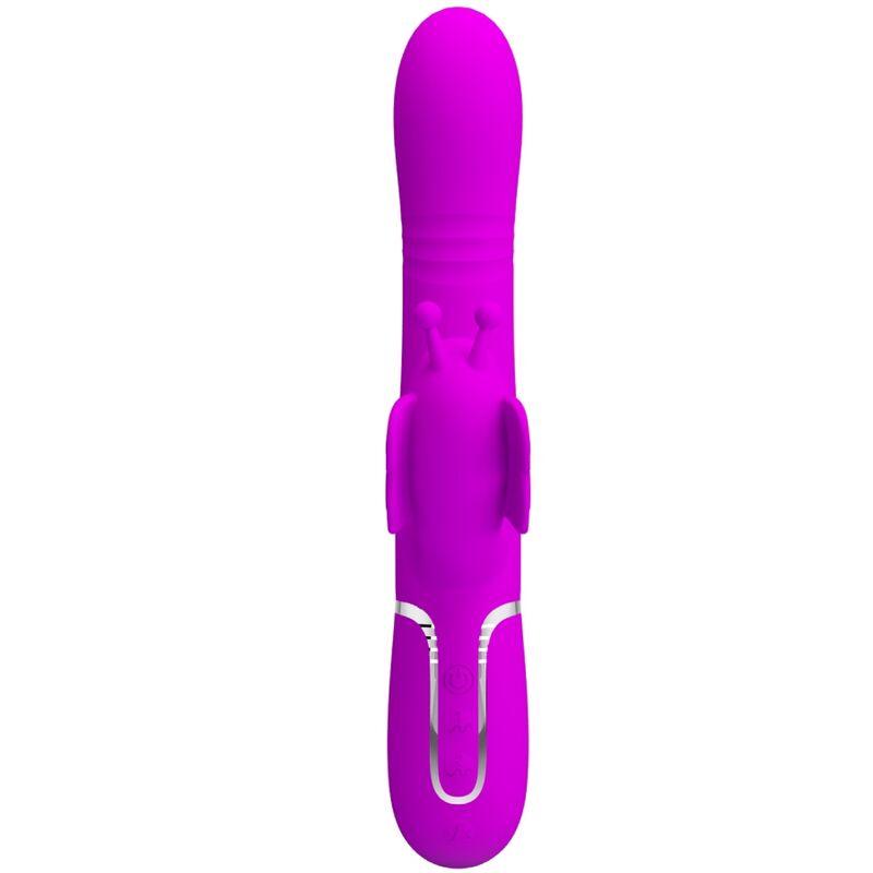 PRETTY LOVE – VIBRATORE MULTIFUNZIONE RABBIT 4 IN 1 FARFALLA FUCSIA