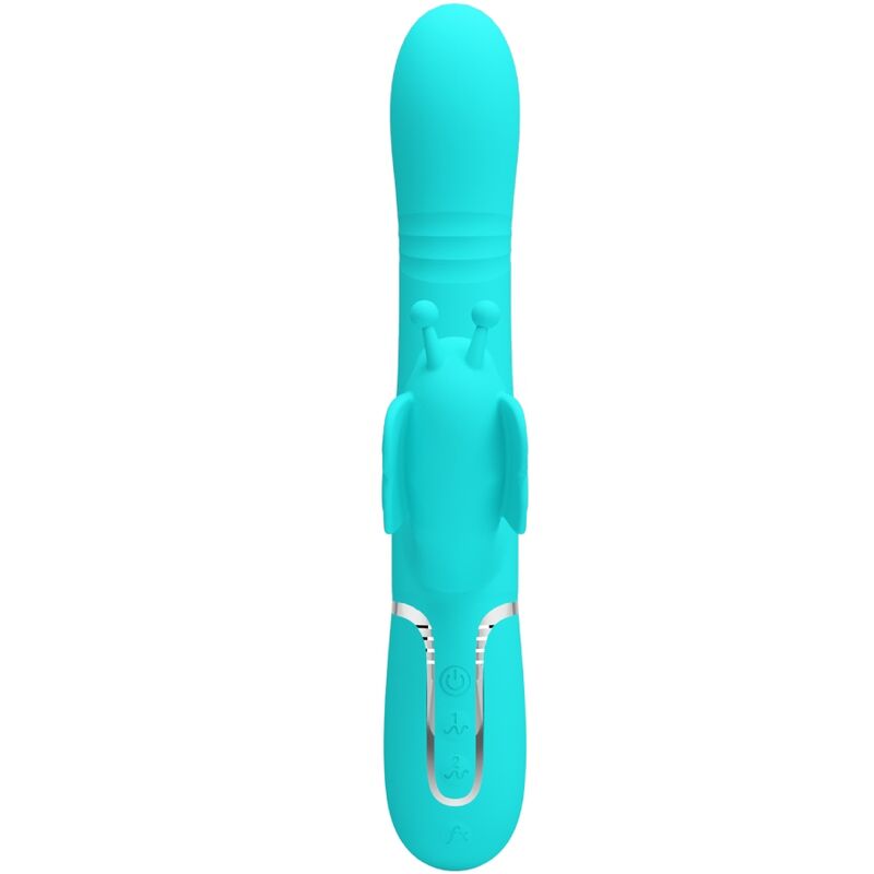 Vibratore verde acqua multifunzione Rabbit 4 in 1 farfalla PRETTY LOVE