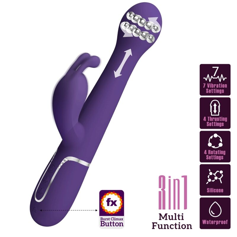 PRETTY LOVE – DEJON VIBRATORE RABBIT 3 IN 1 MULTIFUNZIONE VIOLA