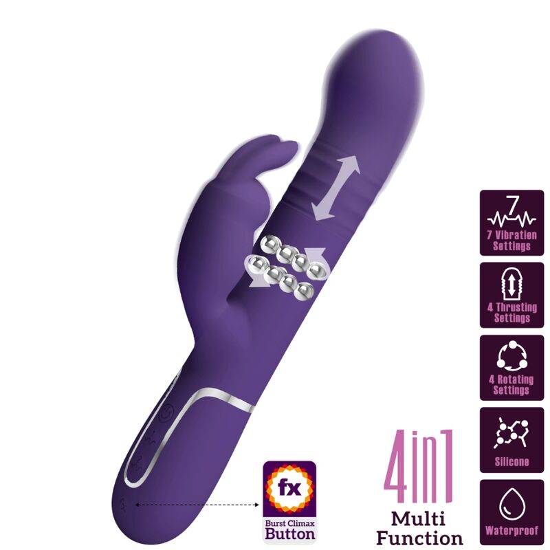 PRETTY LOVE – COALE VIBRATORE CONIGLIO CARBONE 4 EN 1 VIOLA