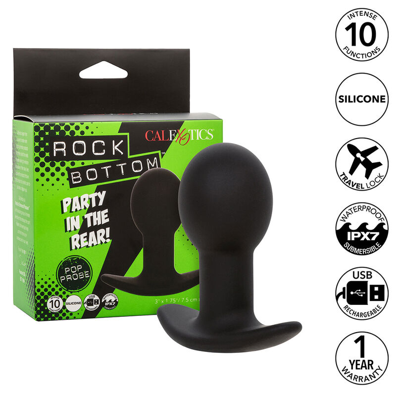 Anal plug vibrante sferico in silicone nero ‘ROCK BOTTOM’ CALEXOTICS