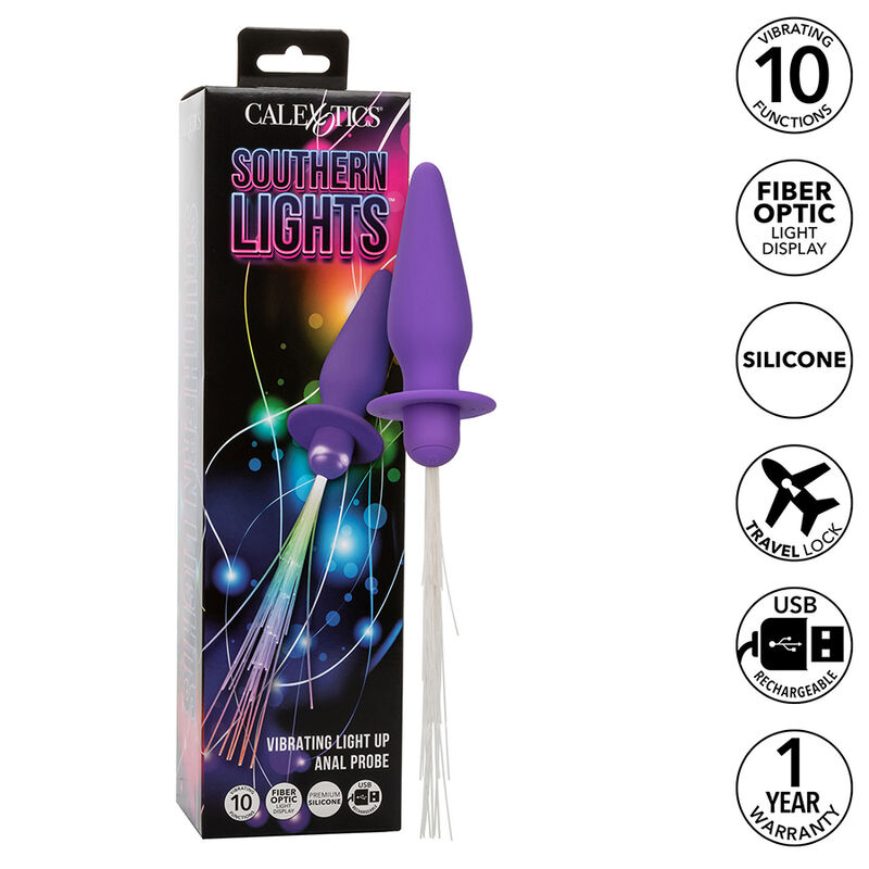 CALEXOTICS – SOUTHERN LIGHTS LIGHT UP PLUG ANALE 10 VIBRAZIONI SILICONE VIOLA