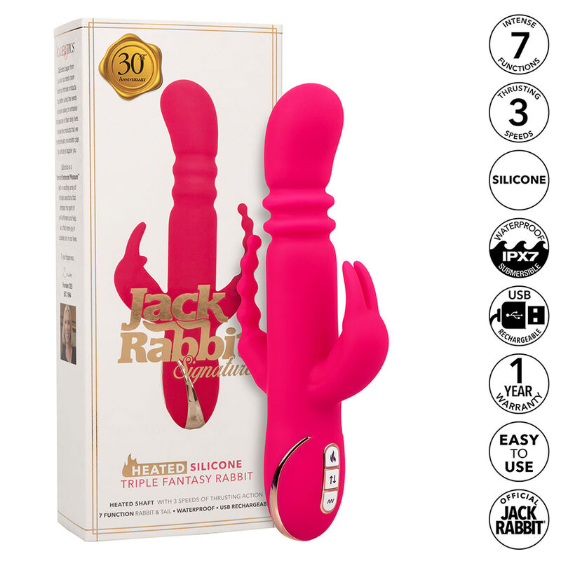 CALEXOTICS – JACK FANTASY VIBRATORE TRIPLO RISCALDATO ROSA CONIGLIO