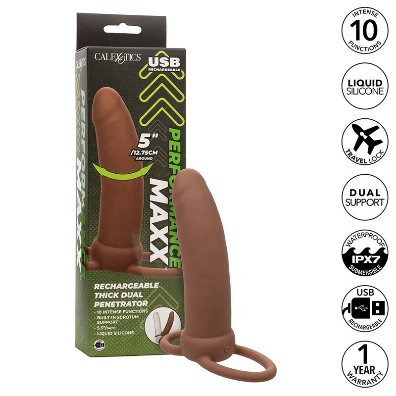 CALEXOTICS – MAXX THICK DUAL PENETRATOR 10 VIBRAZIONI MARRONE