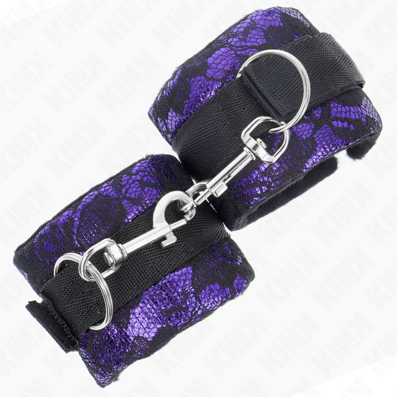 KINK – RESISTENZA DA POLSO CORTA IN PIZZO DI VELLUTO E FASCIA IN NYLON VIOLA/NERO 23 X 6,5 CM