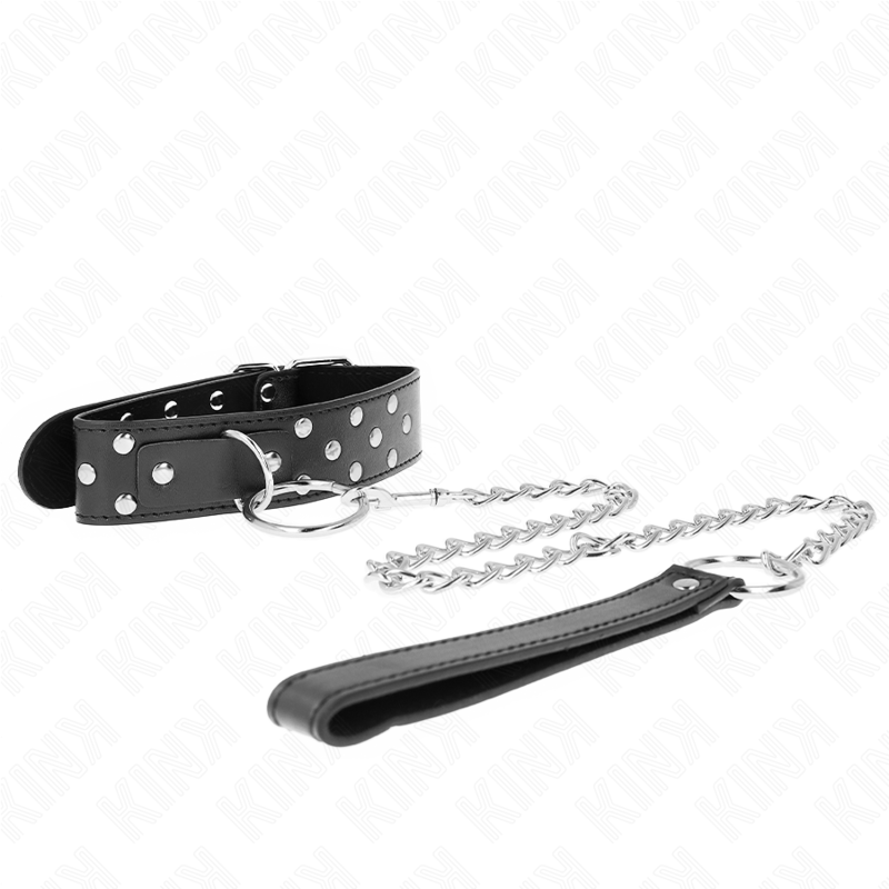 KINK – COLLANA CON CINTURINO AD ANELLO RIVETTO CON CINTURA 65 CM NERO REGOLABILE 36-50 CM X 3,8 CM