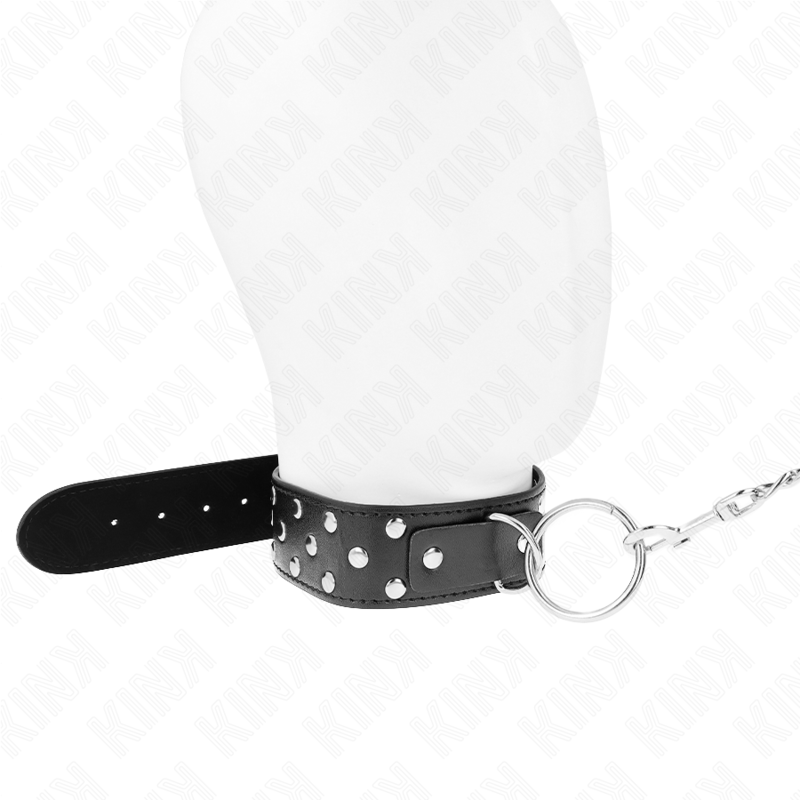 KINK – COLLANA CON CINTURINO AD ANELLO RIVETTO CON CINTURA 65 CM NERO REGOLABILE 36-50 CM X 3,8 CM