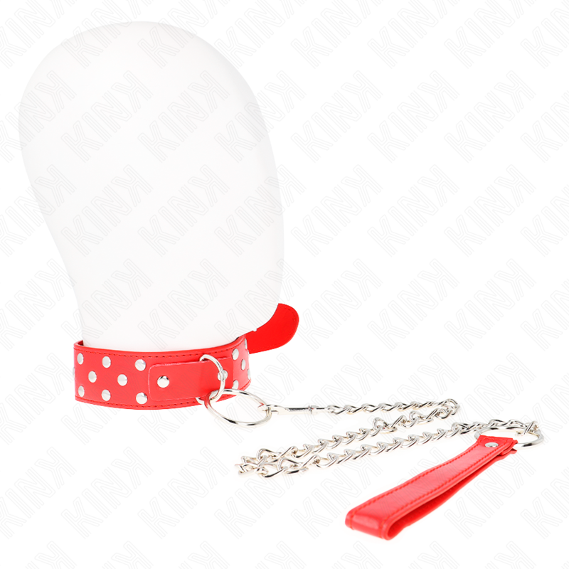 KINK – COLLANA CON CINTURINO AD ANELLO RIVETTO CON CINTURA 65 CM ROSSO REGOLABILE 36-50 CM X 3,8 CM