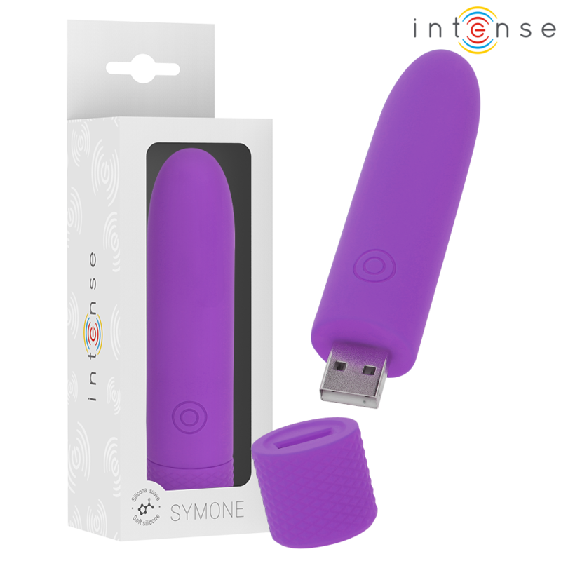 INTENSE – SYMONE BULLET VIBRANTE RICARICABILE USB 8 VIBRAZIONI VIOLA 10 X 2,2 CM