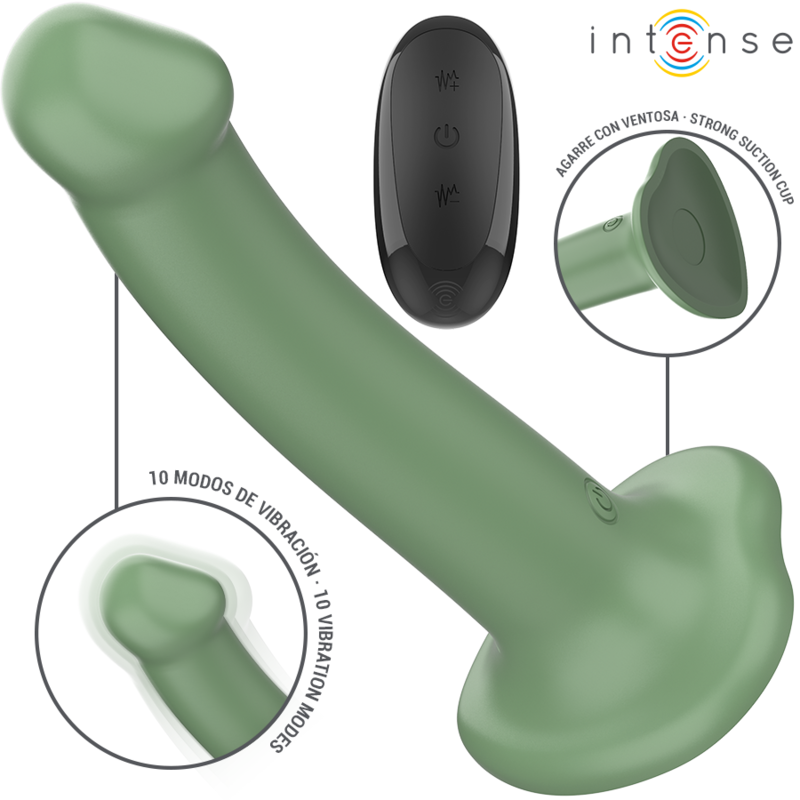 INTENSE – BECCA VIBRATORE CON VENTOSA 10 VIBRAZIONI TELECOMANDO VERDE