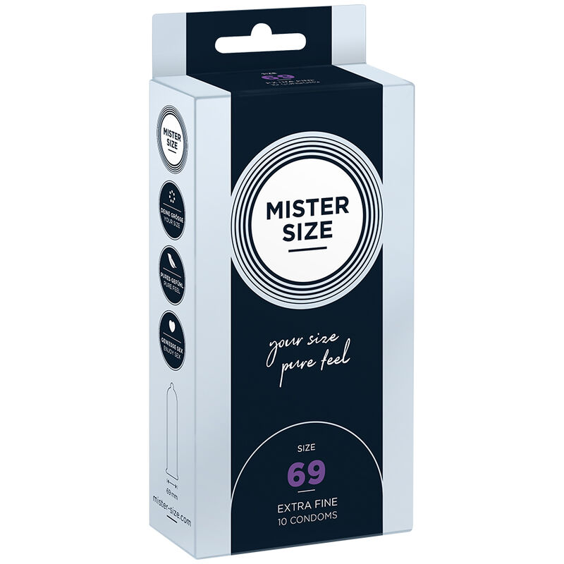 10 Preservativi taglia XXXL da 69 mm MISTER SIZE